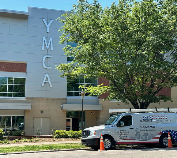 bolton truck in ymca parking lot